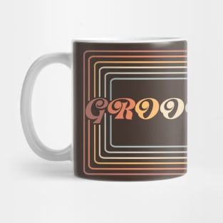 Groovy - retro 70s font with stripes in vintage colors Mug